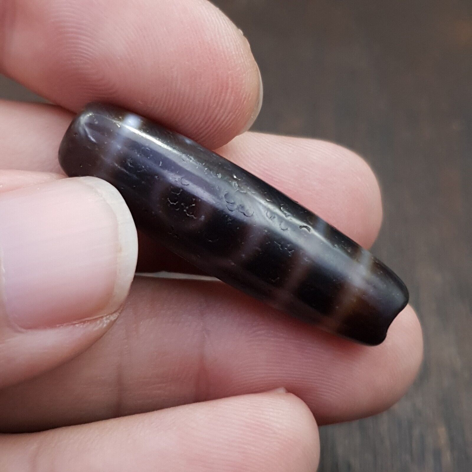 Tibetan Nepalese 2 Eyes Antique Agate stone Dzi Bead Amulet HQ-A-7