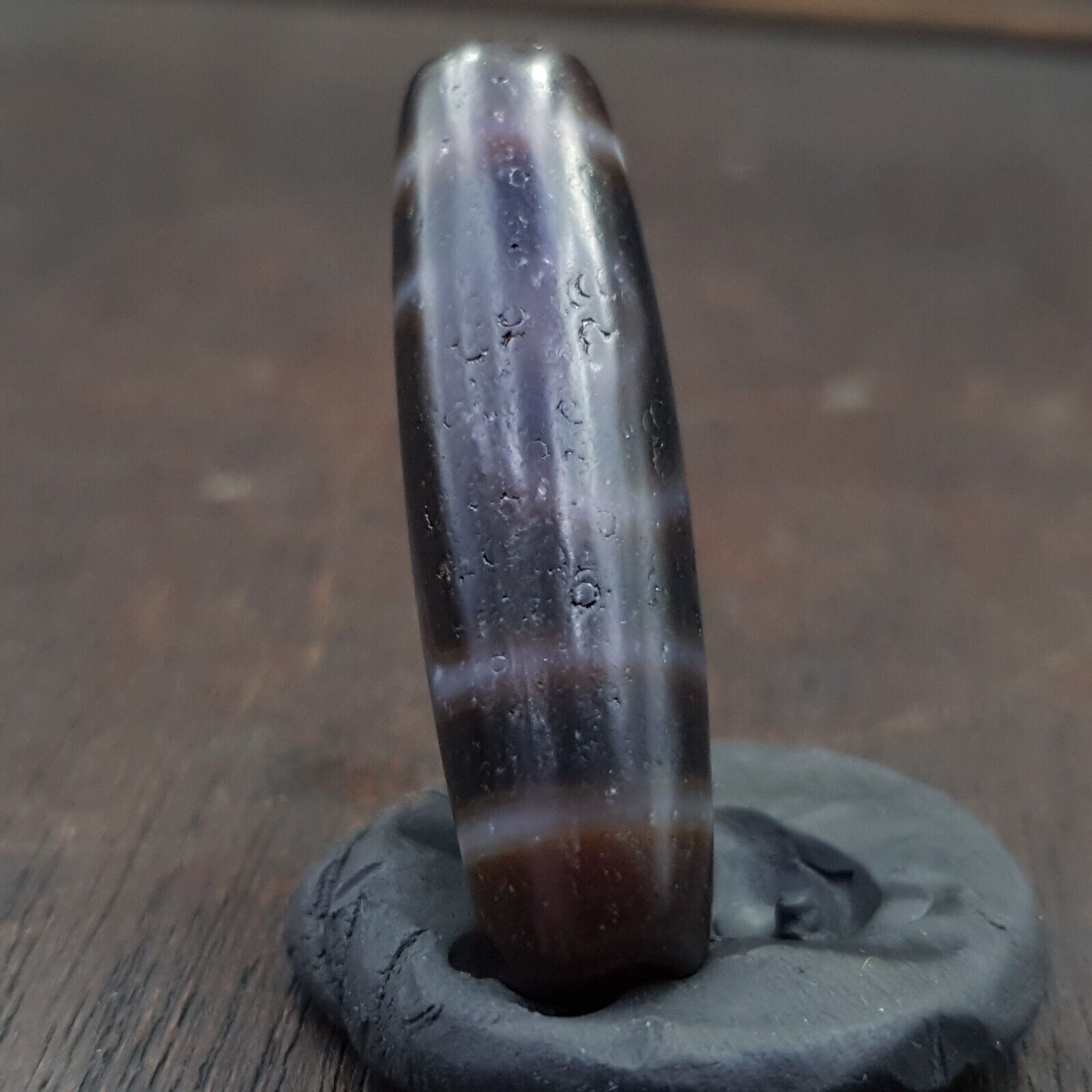 Tibetan Nepalese 2 Eyes Antique Agate stone Dzi Bead Amulet HQ-A-7