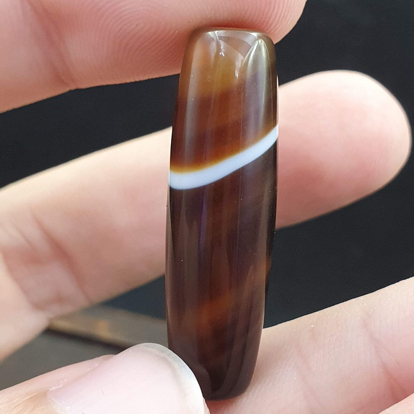 Antique Old Yemeni Agate Natural Rare pattern Banded Agate Bead  BD-A-4