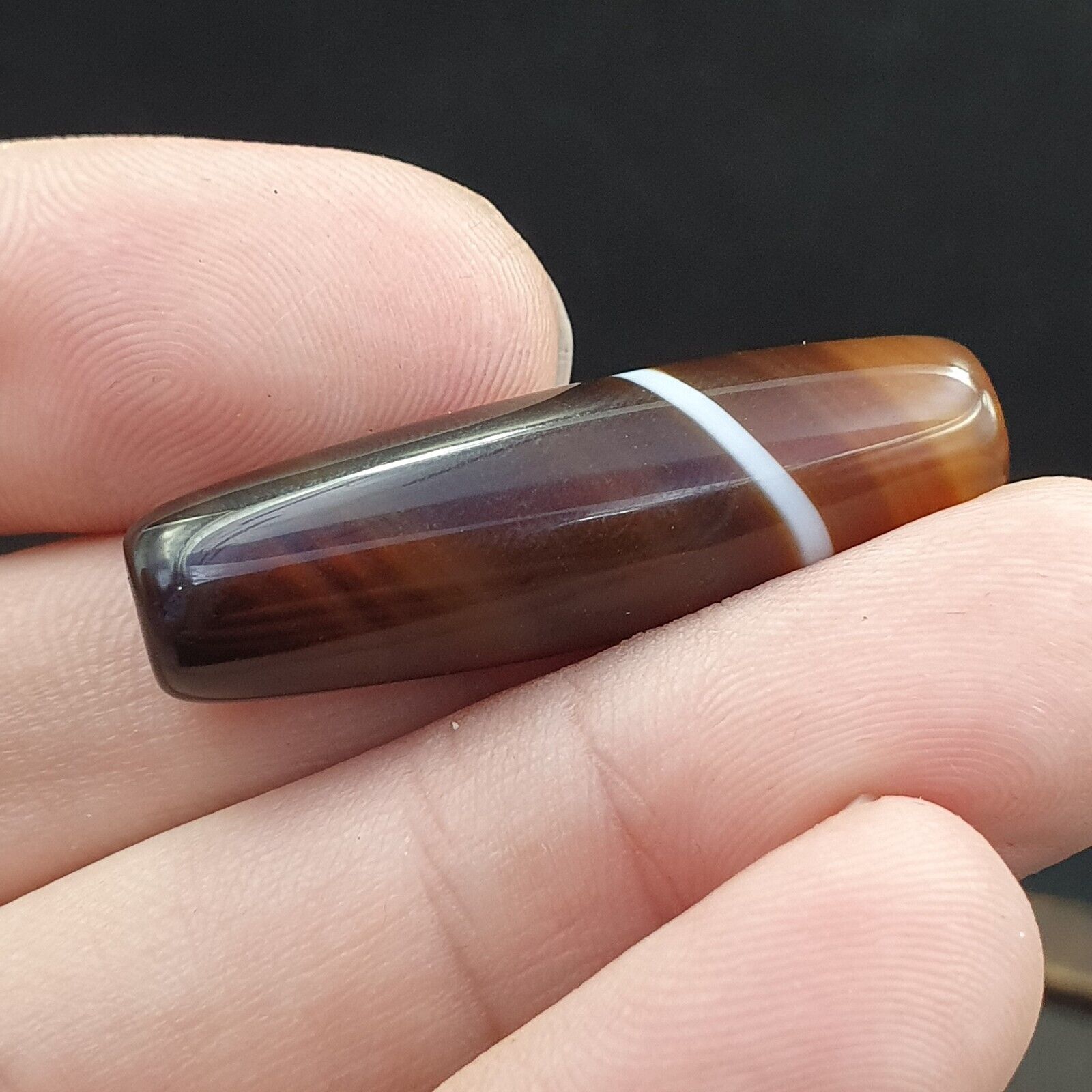 Antique Old Yemeni Agate Natural Rare pattern Banded Agate Bead  BD-A-4