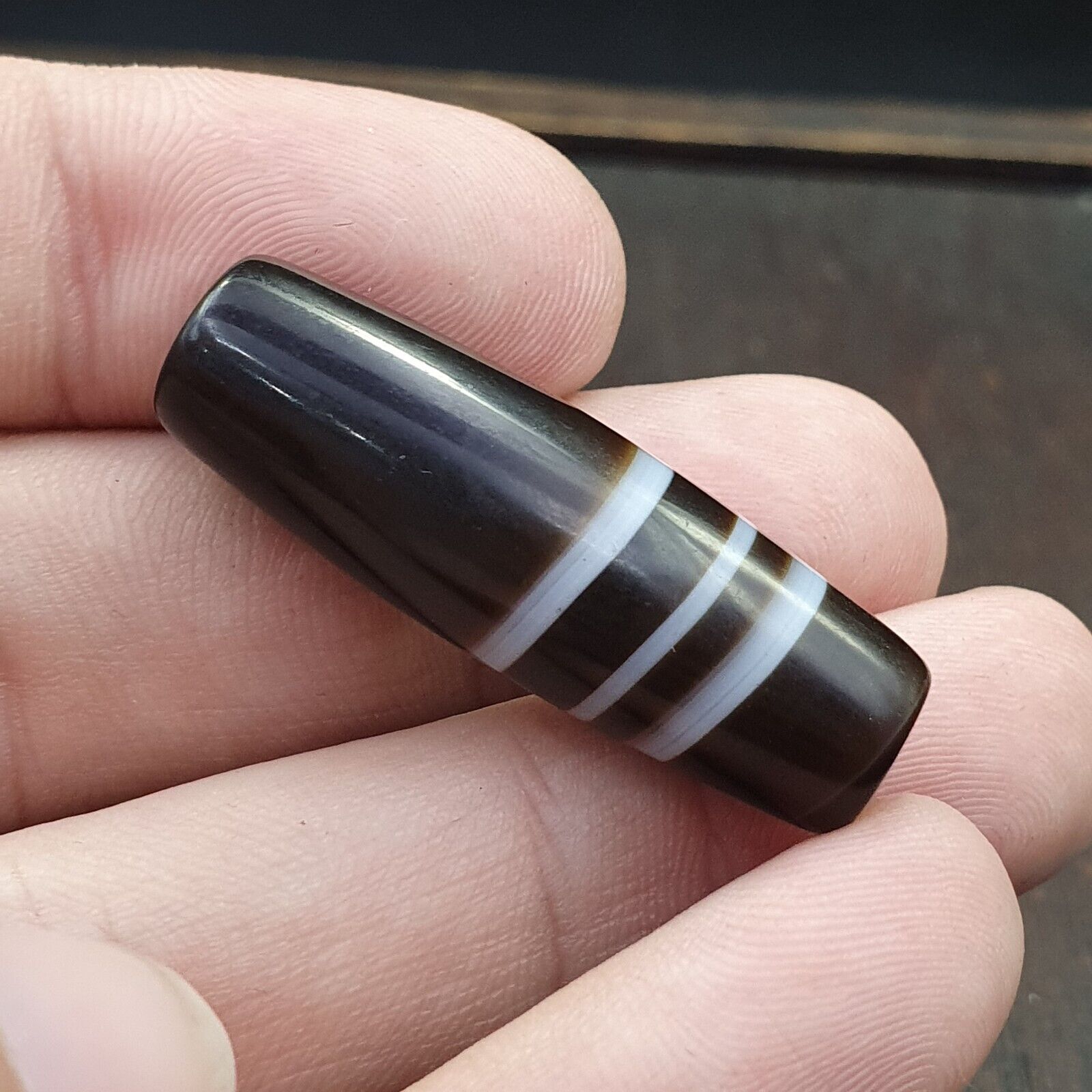 Antique Old Yemeni Agate Natural Rare pattern Banded Agate Bead  BD-A-5