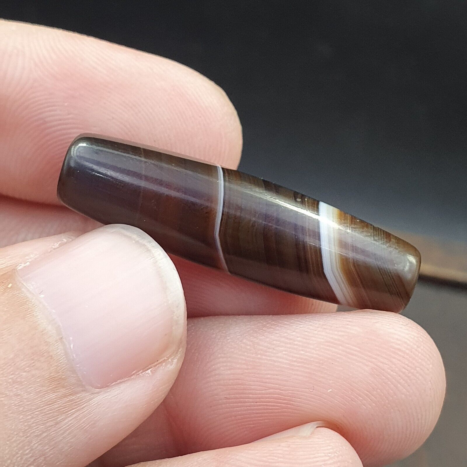 Antique Old Yemeni Agate Natural Rare pattern Banded Agate Bead  BD-A-1