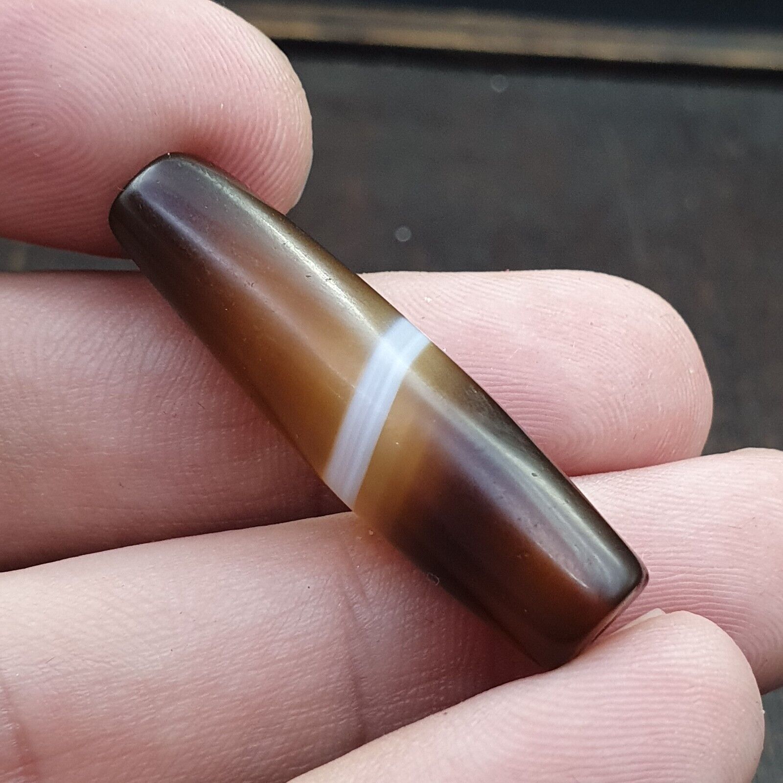Antique Old Yemeni Agate Natural Rare pattern Banded Agate Bead  BD-A-3