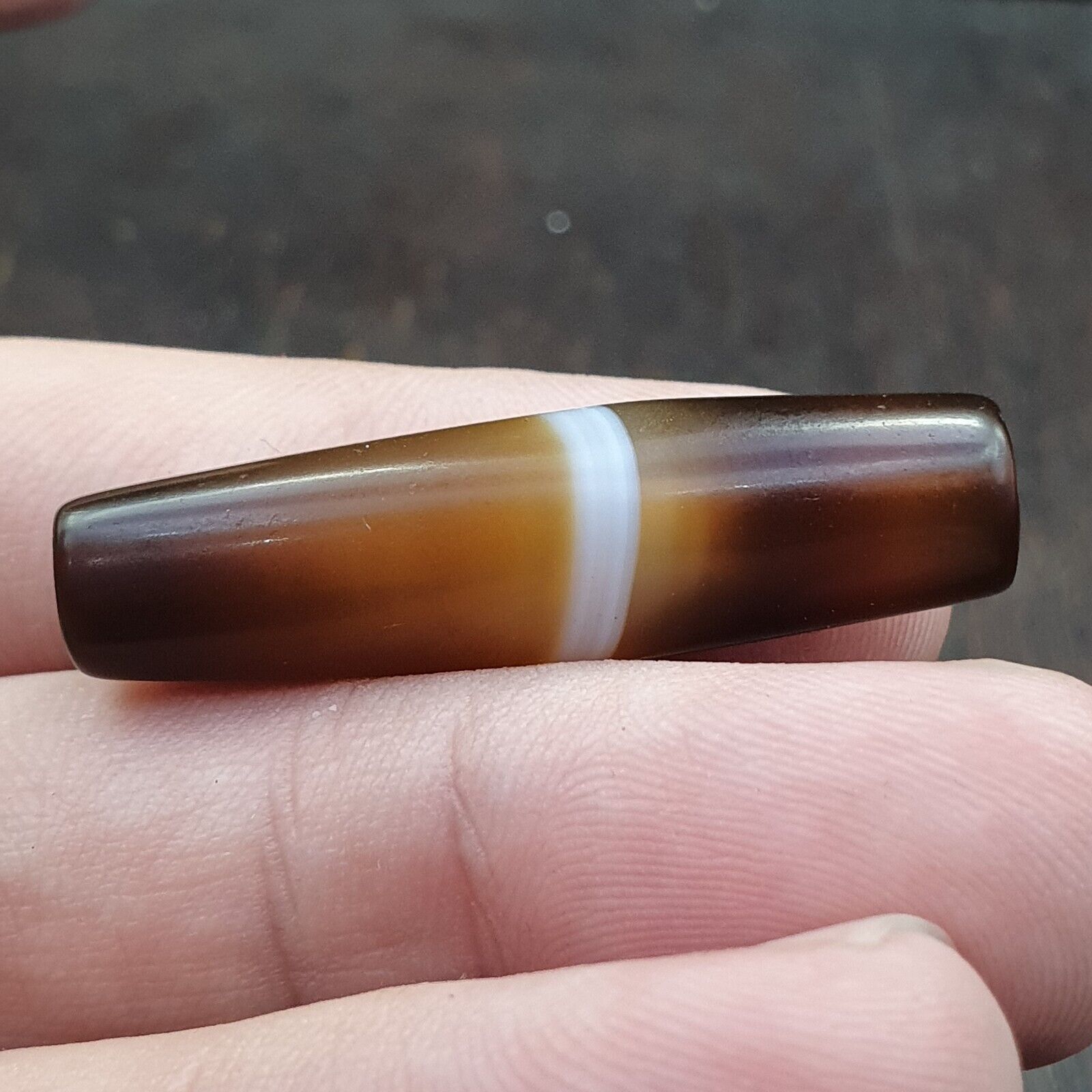 Antique Old Yemeni Agate Natural Rare pattern Banded Agate Bead  BD-A-3