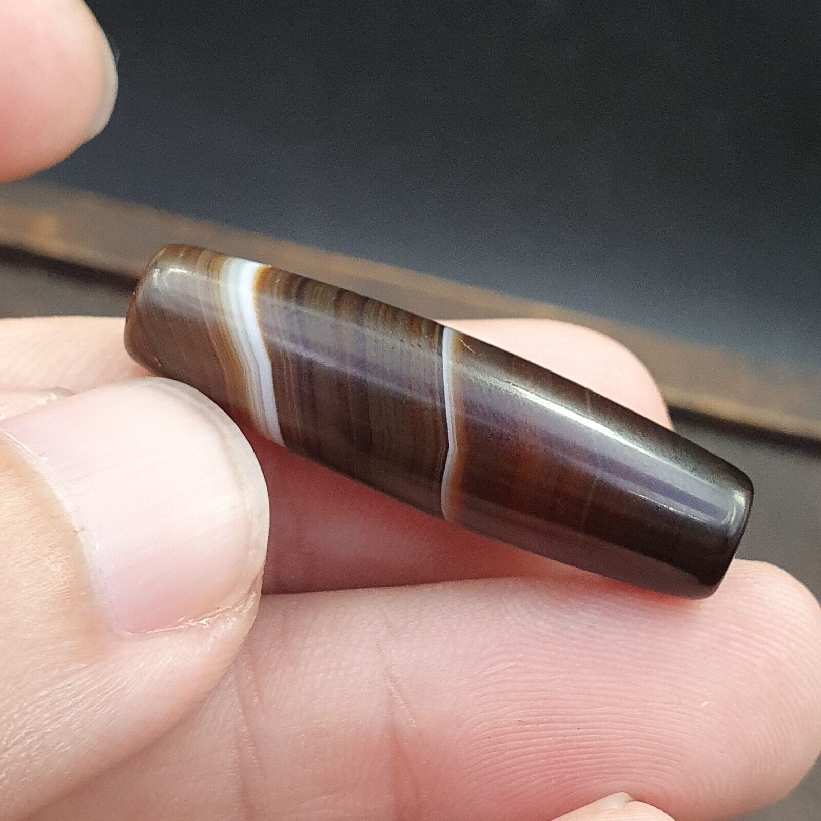 Antique Old Yemeni Agate Natural Rare pattern Banded Agate Bead  BD-A-1