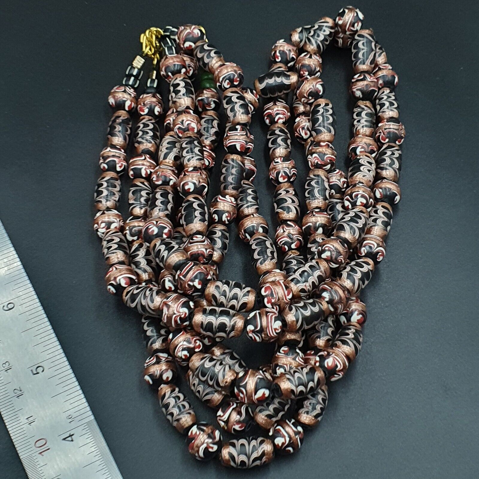 VINTAGE Venerano ART Fancy Beads 17x11MM Aventurine GLASS BEADS Necklace