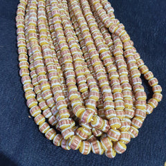 Vintage Venerano ART yellow Fancy Aventurine GLASS BEADS Strand