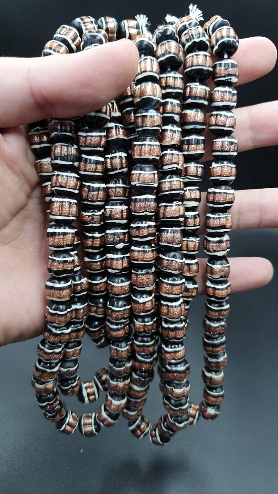 VINTAGE Venerano ART Fancy Beads 10-10.5MM Aventurine GLASS BEADS Necklace