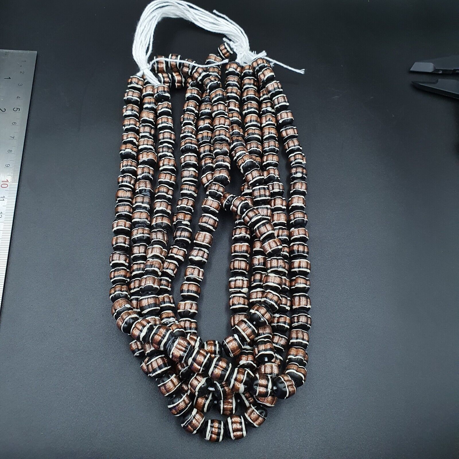 VINTAGE Venerano ART Fancy Beads 10-10.5MM Aventurine GLASS BEADS Necklace