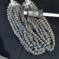 Vintage Venerano ART blue Fancy Aventurine GLASS BEADS Strand