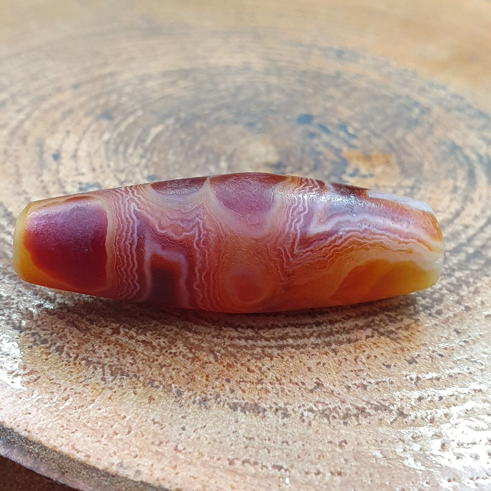 Antique Old Yemeni crystal in Agate Middle Eastern red Agate Bead AMD-45