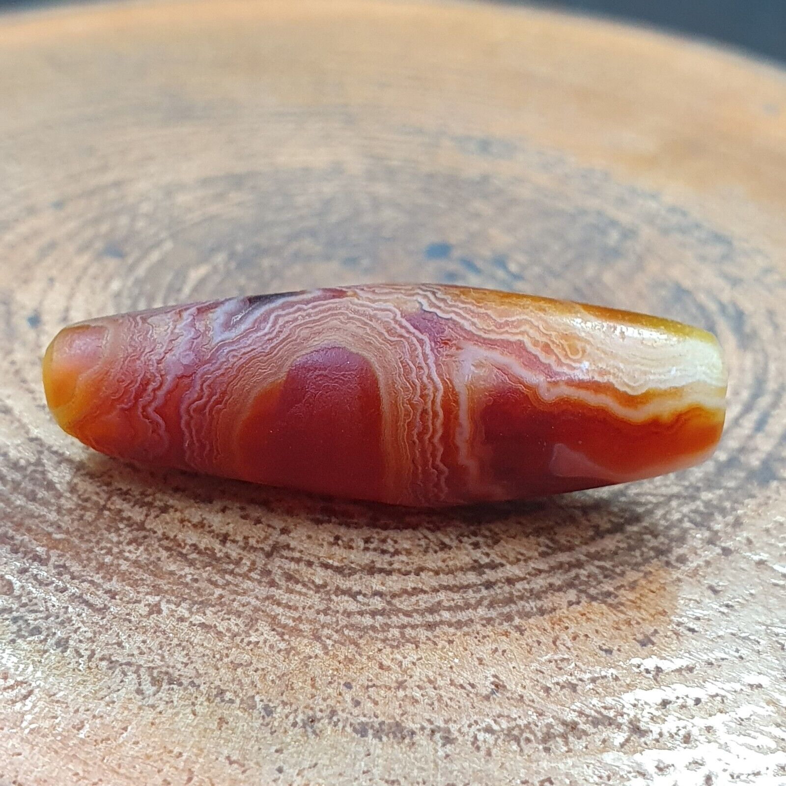 Antique Old Yemeni crystal in Agate Middle Eastern red Agate Bead AMD-45