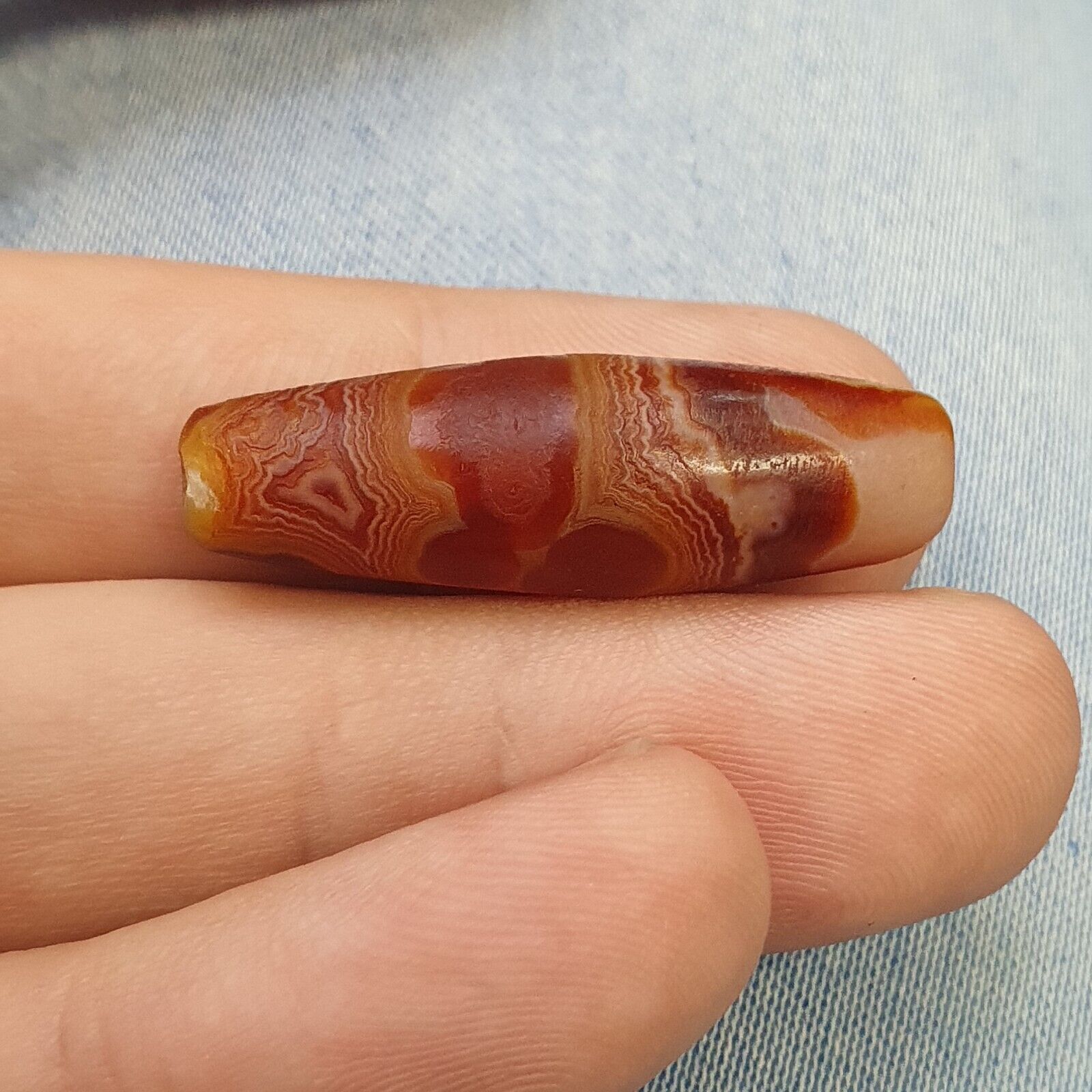 Antique Old Yemeni crystal in Agate Middle Eastern red Agate Bead AMD-45