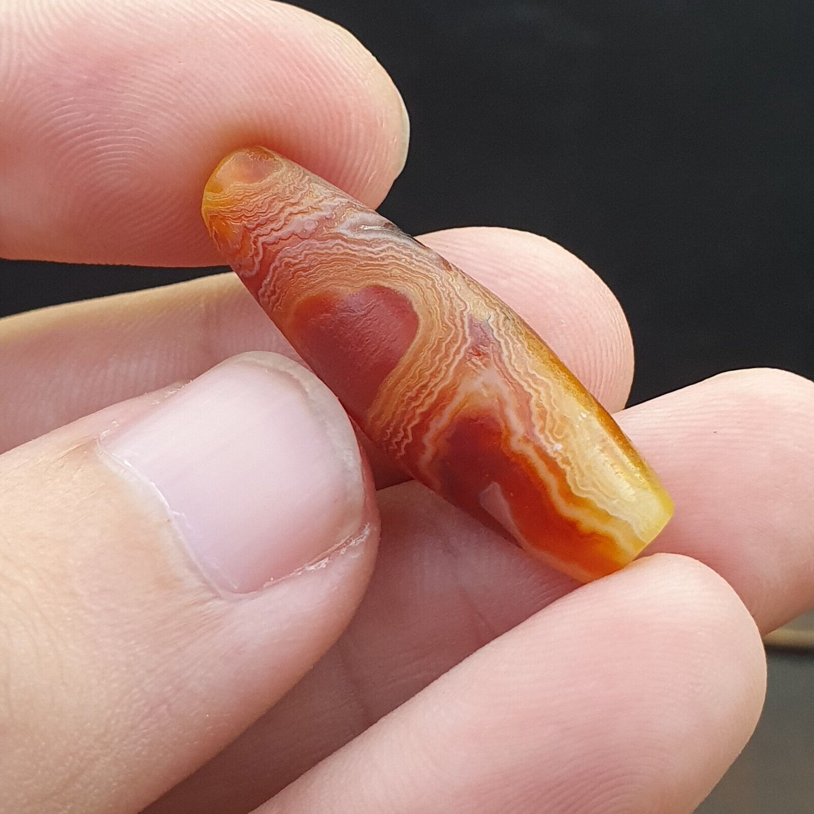 Antique Old Yemeni crystal in Agate Middle Eastern red Agate Bead AMD-45
