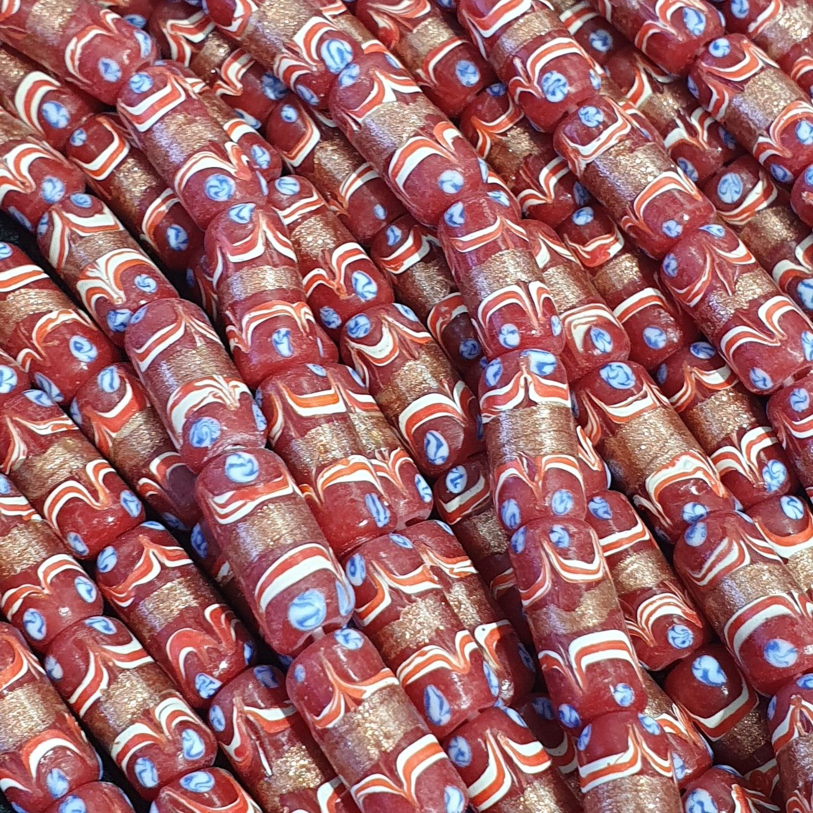 Vintage Venerano ART Red Fancy Aventurine GLASS BEADS Necklace