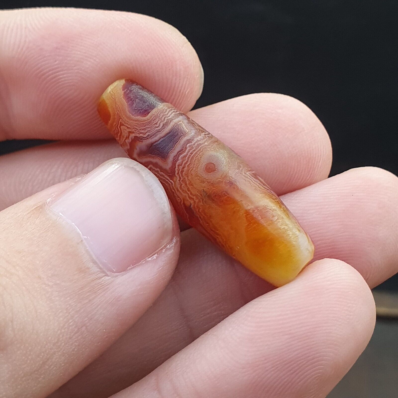 Antique Old Yemeni crystal in Agate Middle Eastern red Agate Bead AMD-45