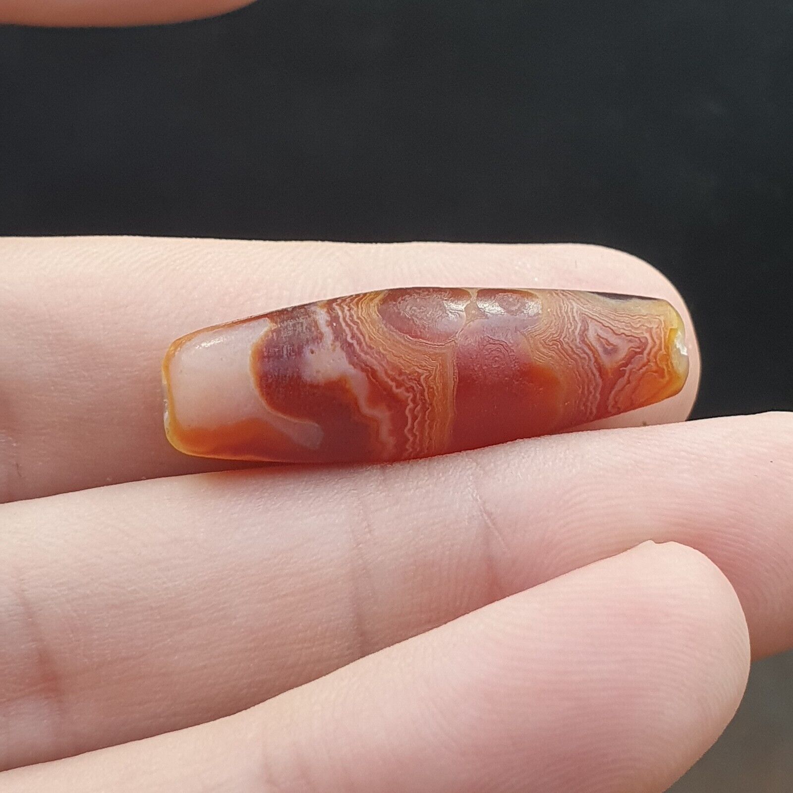 Antique Old Yemeni crystal in Agate Middle Eastern red Agate Bead AMD-45