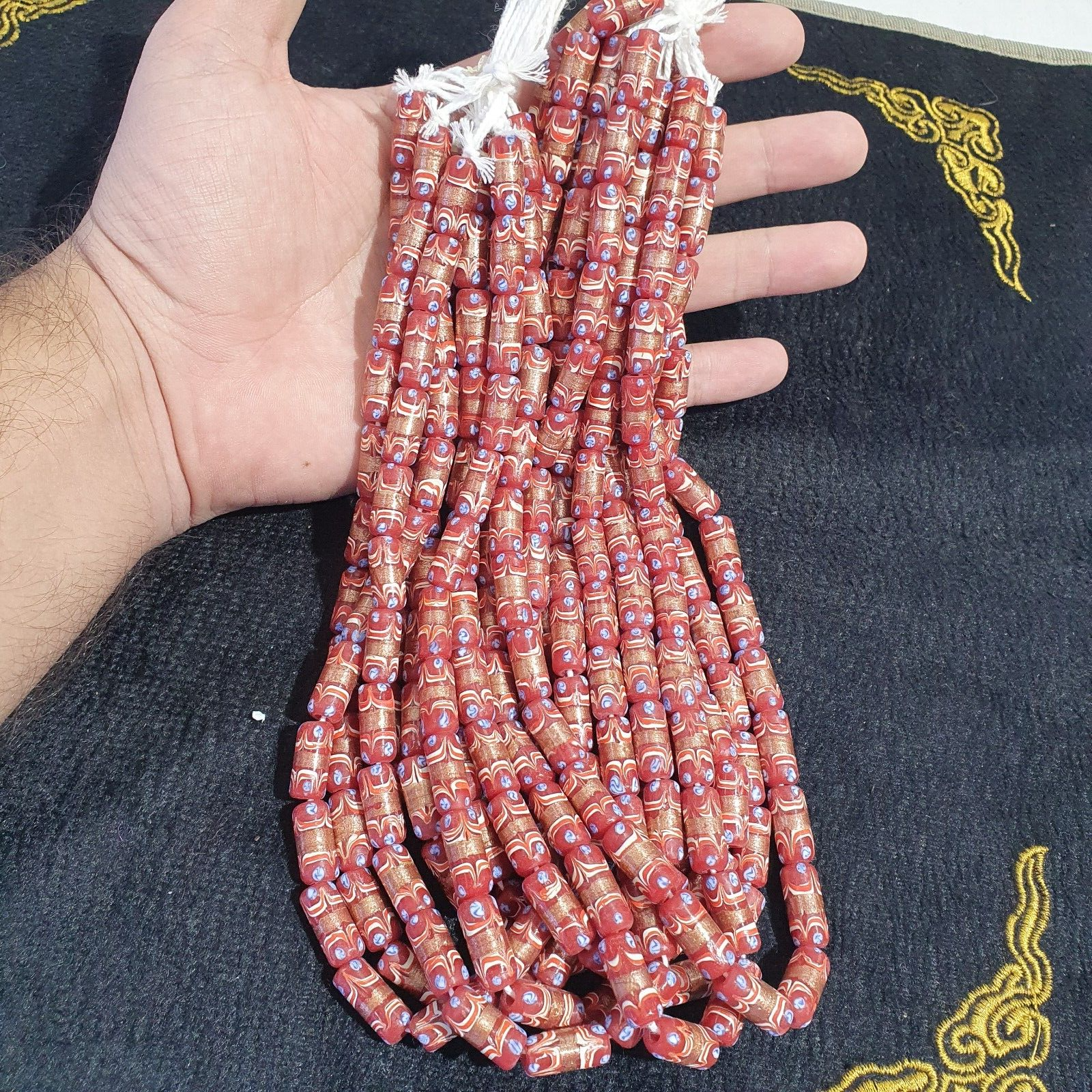 Vintage Venerano ART Red Fancy Aventurine GLASS BEADS Necklace