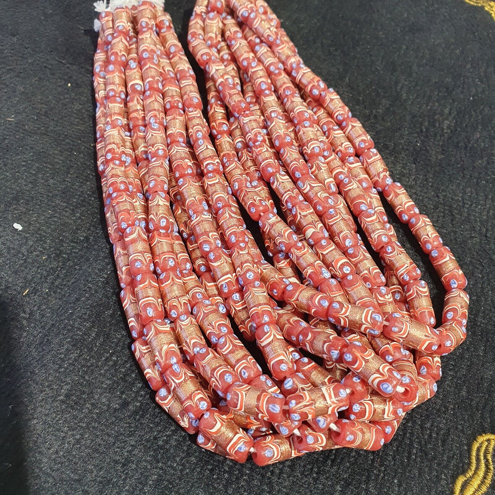 Vintage Venerano ART Red Fancy Aventurine GLASS BEADS Necklace
