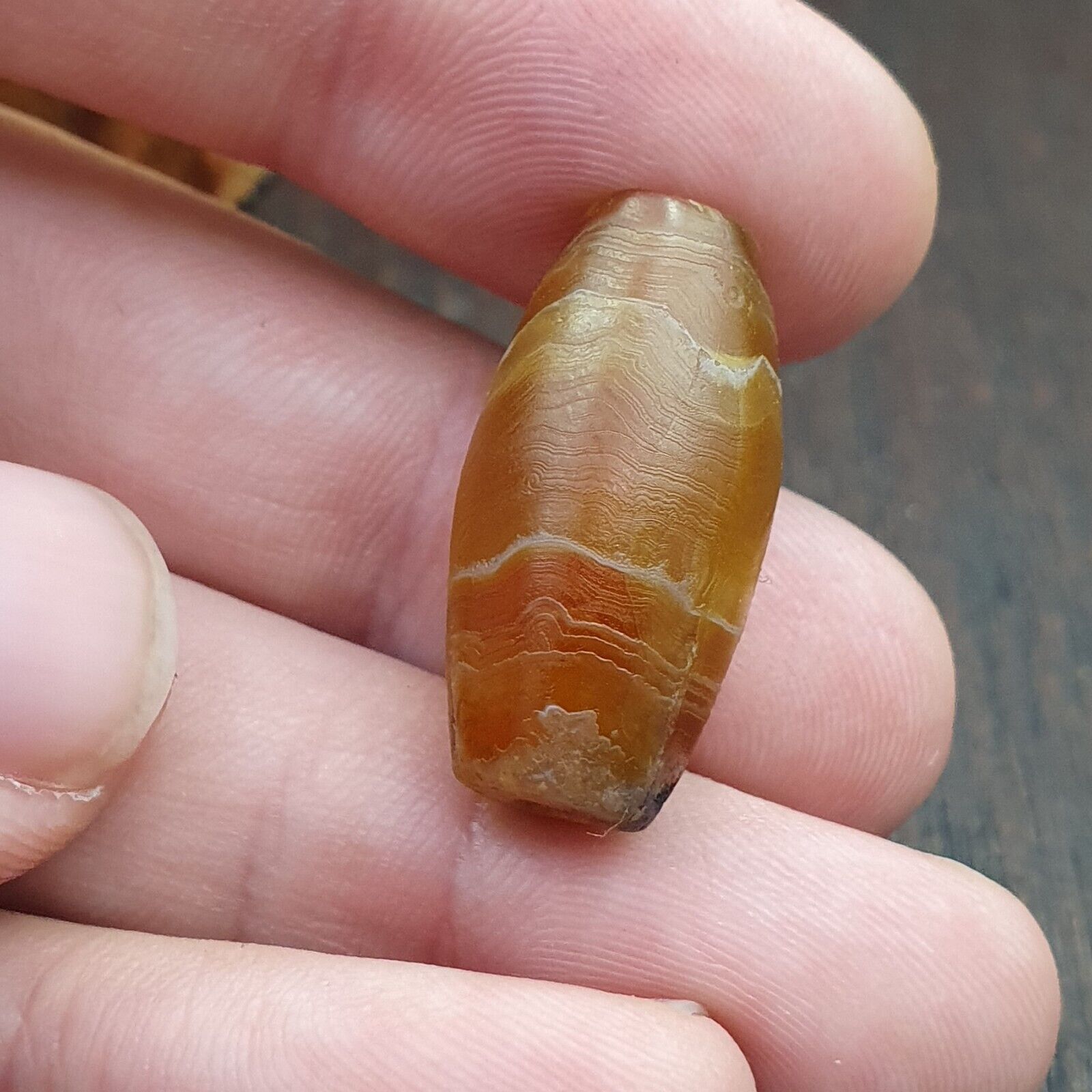 Antique Old Yemeni crystal in Agate Middle Eastern yellow Agate Bead AMD-48