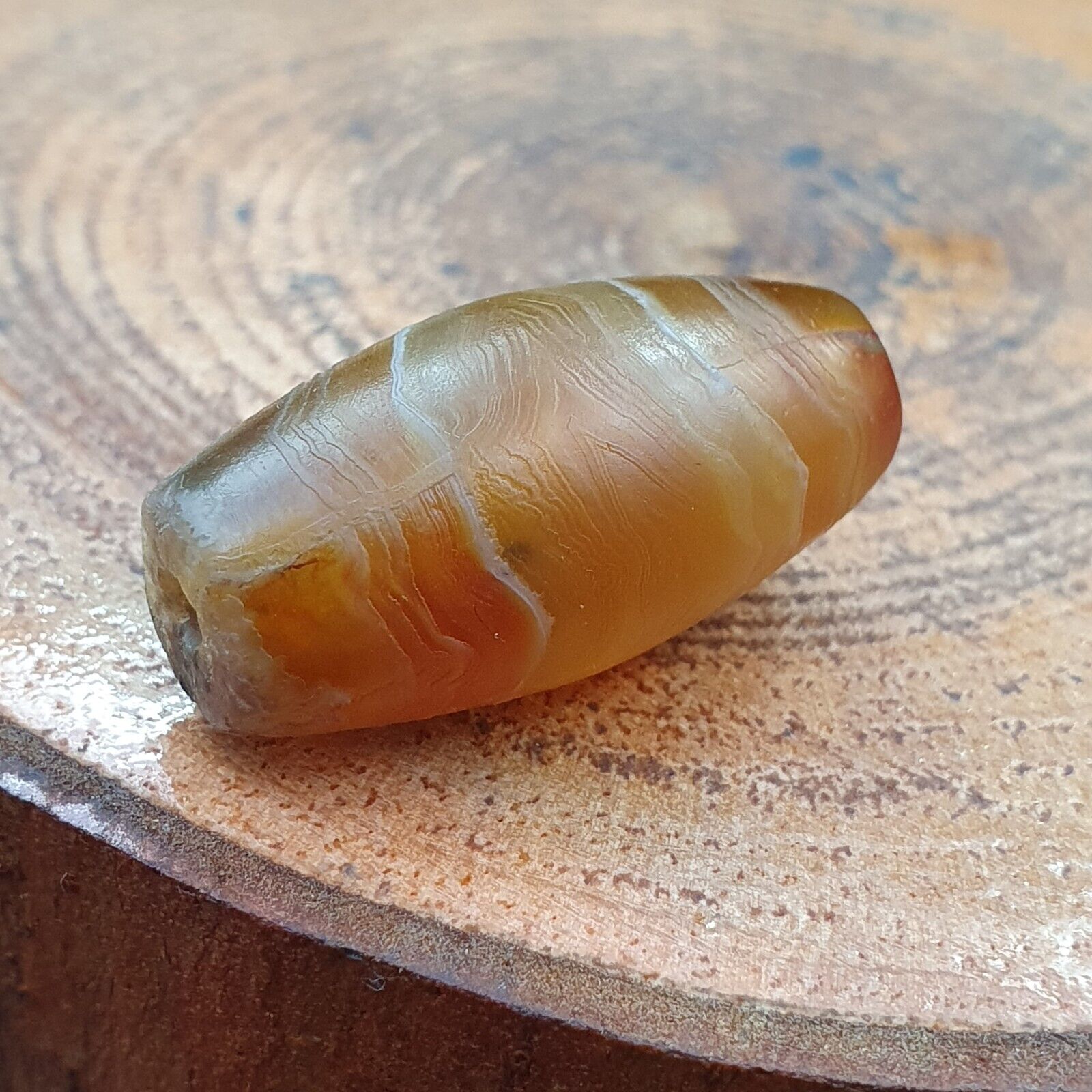 Antique Old Yemeni crystal in Agate Middle Eastern yellow Agate Bead AMD-48