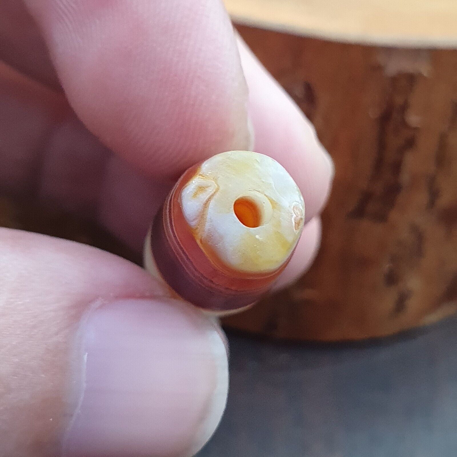 Antique Old Yemeni crystal in Agate Middle Eastern red Agate Bead AMD-45