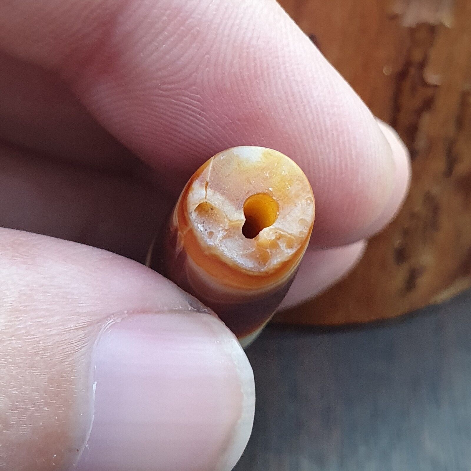 Antique Old Yemeni crystal in Agate Middle Eastern red Agate Bead AMD-45