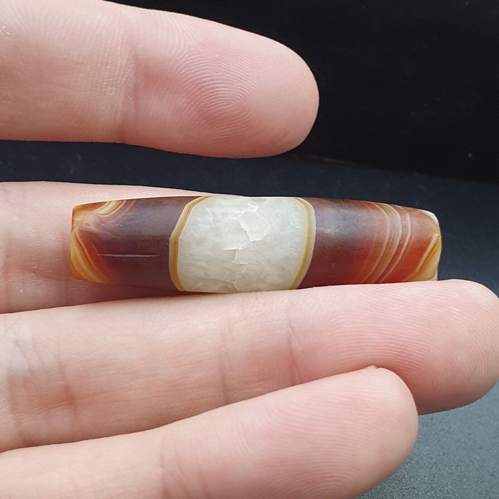 Antique Old Yemeni crystal in Agate Middle Eastern red Agate Bead AMD-45
