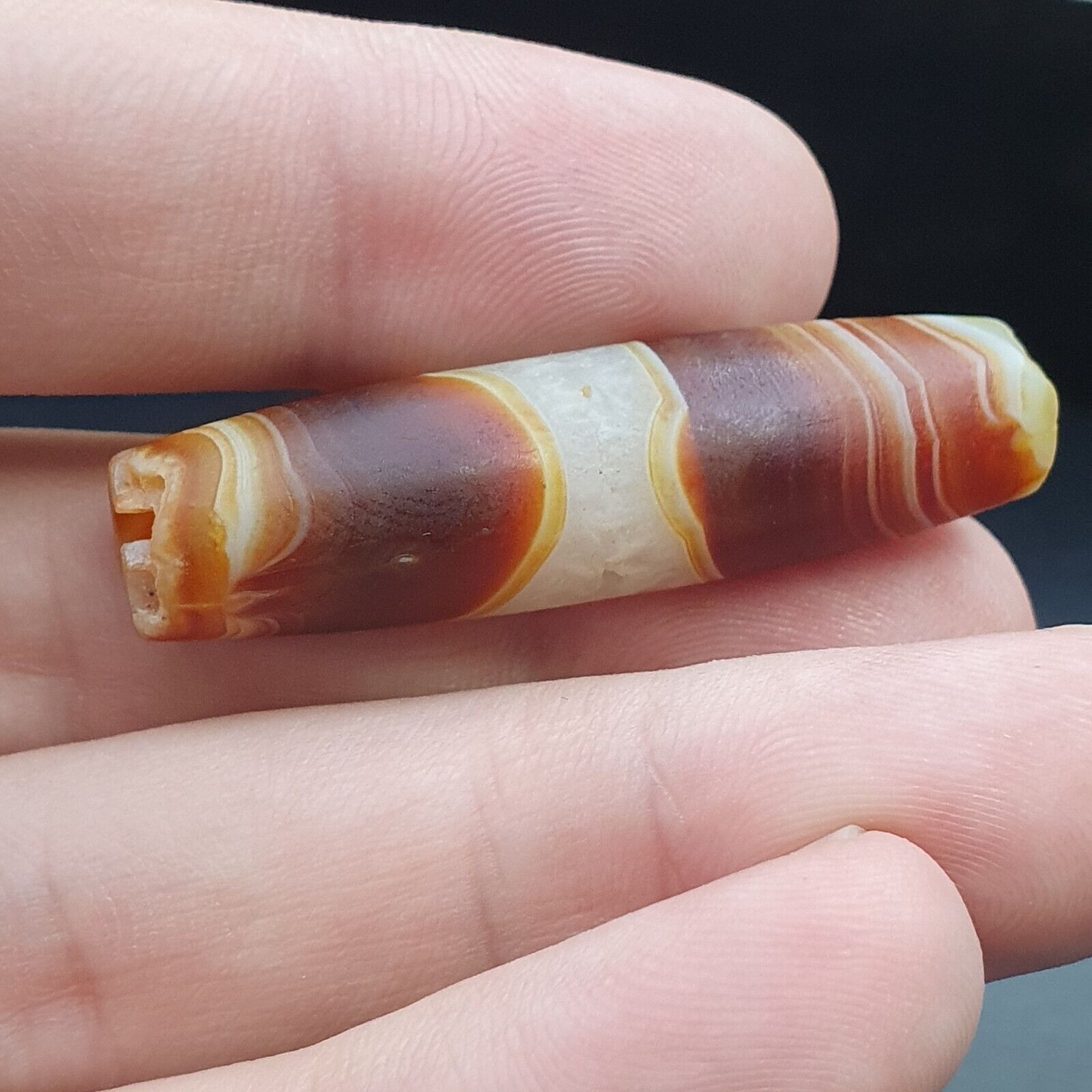 Antique Old Yemeni crystal in Agate Middle Eastern red Agate Bead AMD-45