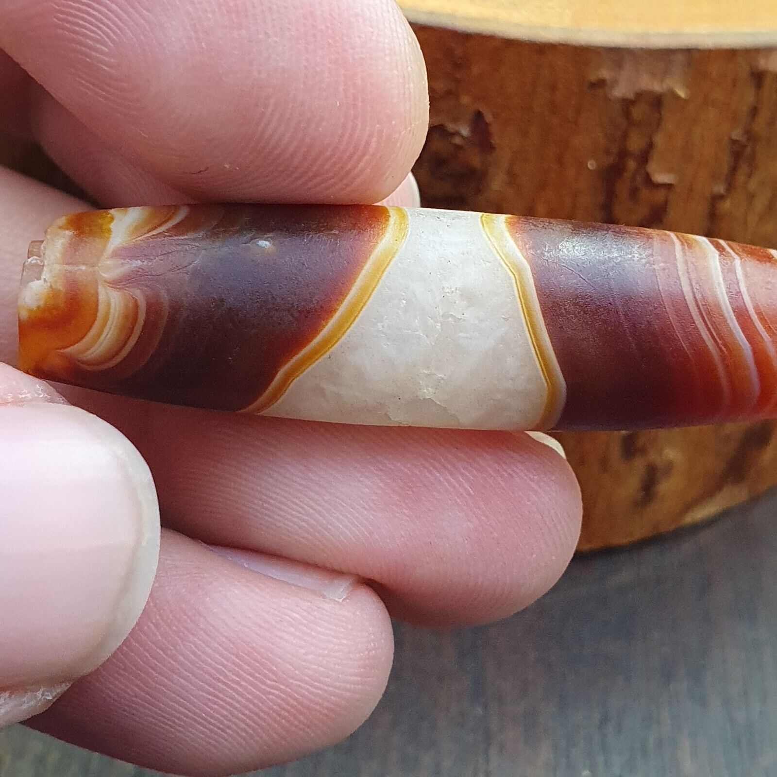 Antique Old Yemeni crystal in Agate Middle Eastern red Agate Bead AMD-45