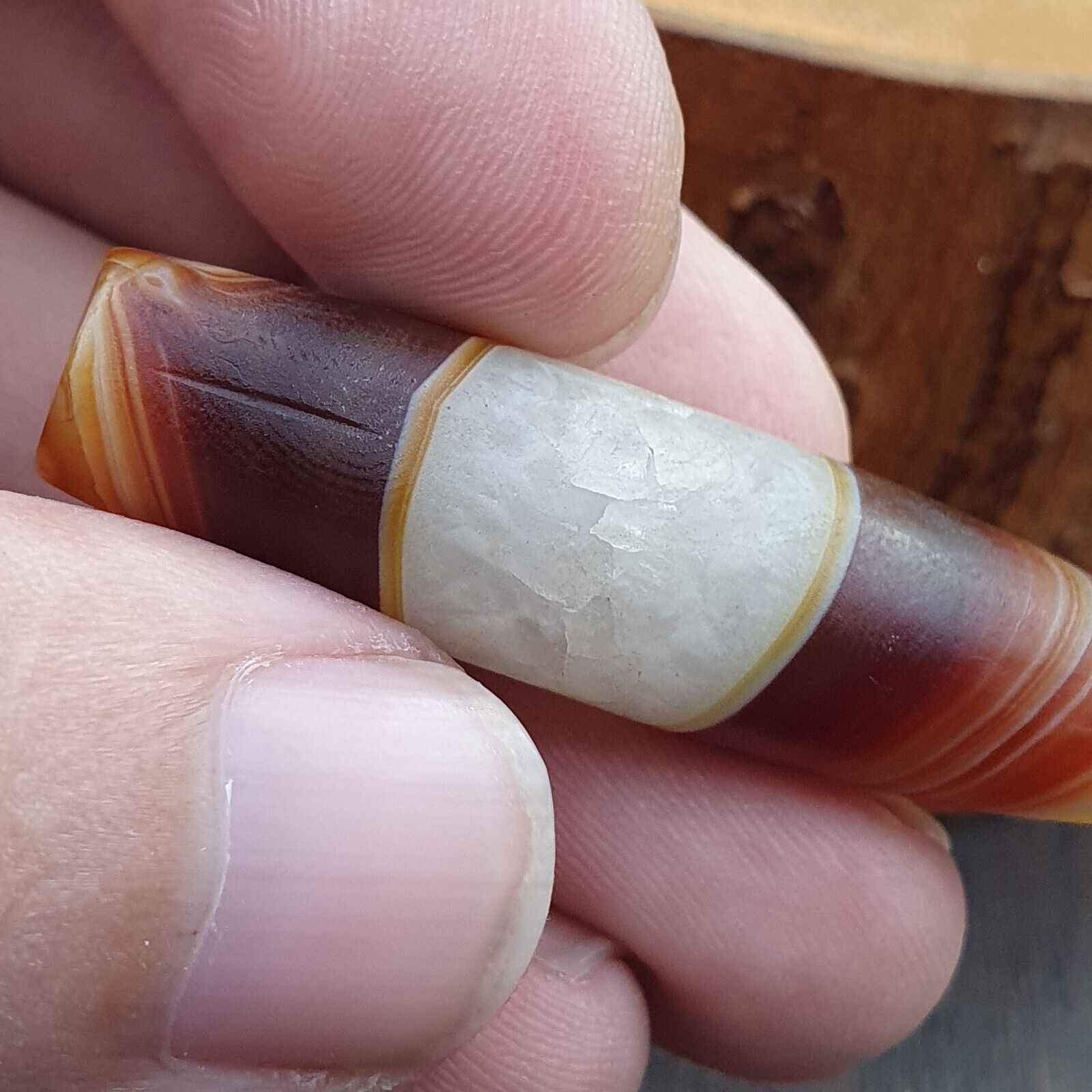 Antique Old Yemeni crystal in Agate Middle Eastern red Agate Bead AMD-45