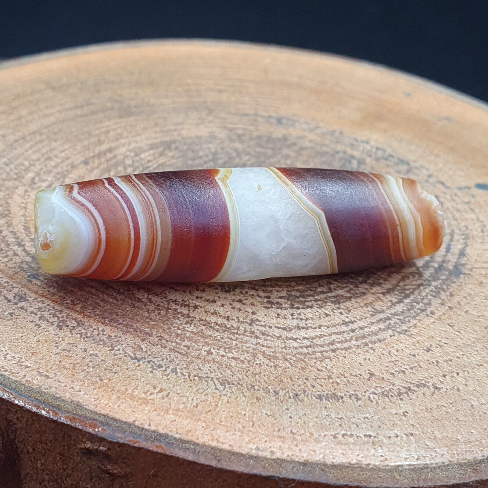 Antique Old Yemeni crystal in Agate Middle Eastern red Agate Bead AMD-45