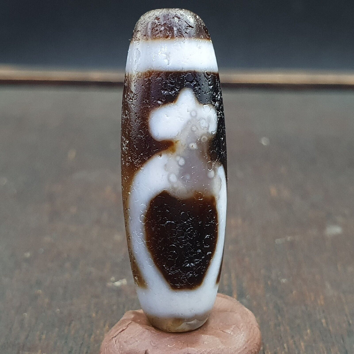 Agate Himalaya Tibetan Double Tasso Dzi Bead Amulet