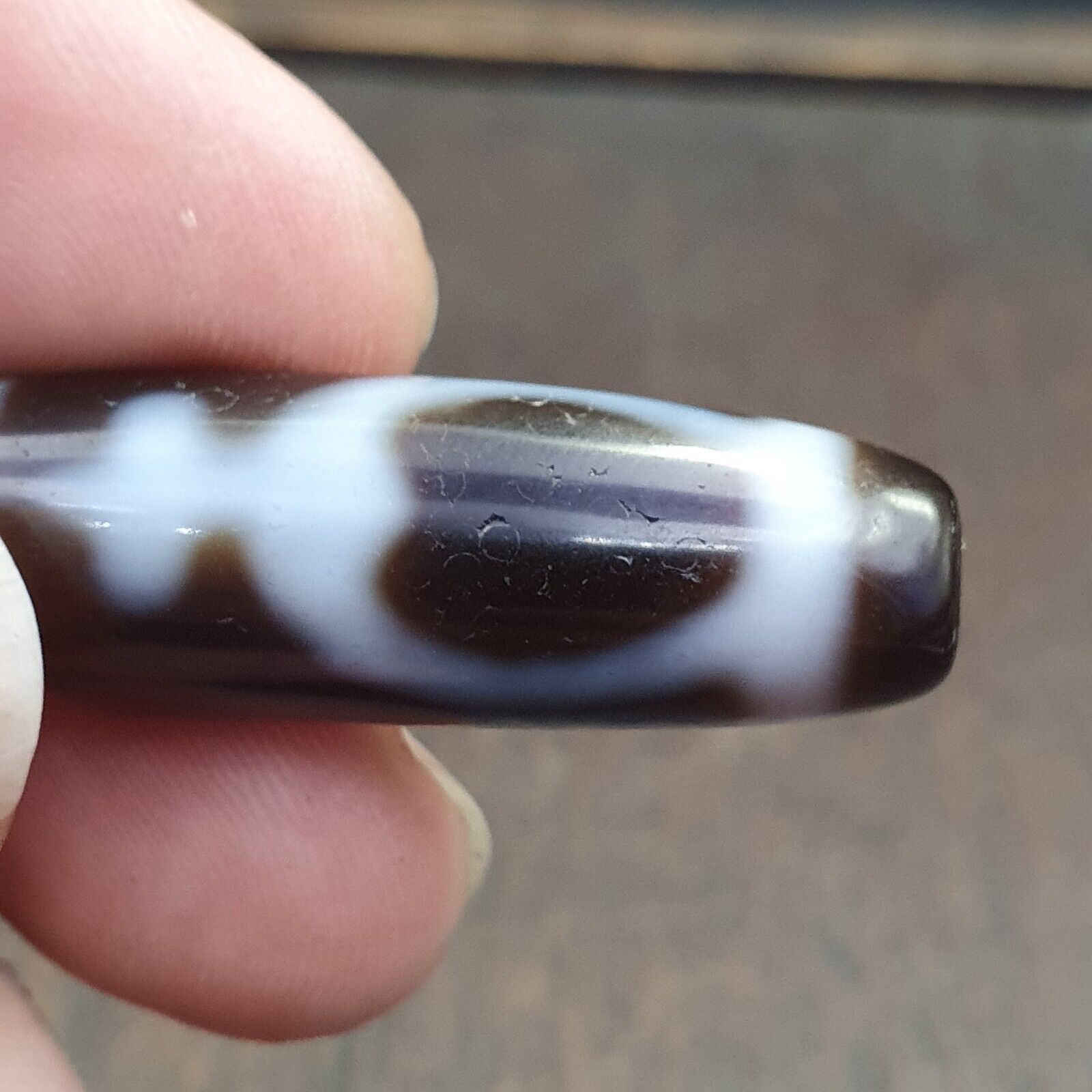 Vintage Agate Himalaya Tibetan Double Tasso Dzi Bead Amulet