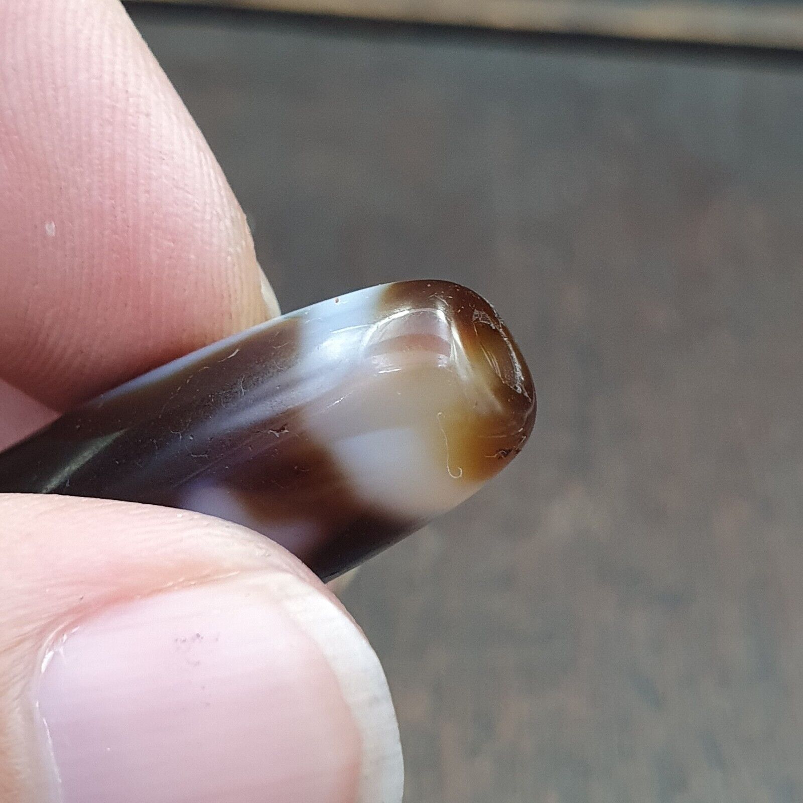 Vintage Agate Himalaya Tibetan Double Tasso Dzi Bead Amulet