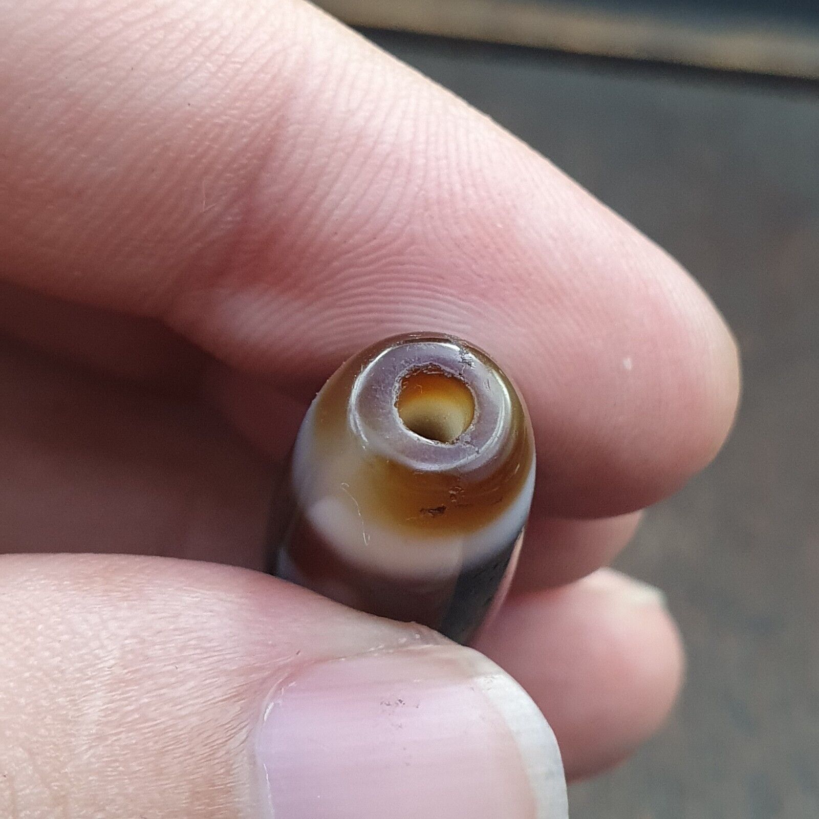 Vintage Agate Himalaya Tibetan Double Tasso Dzi Bead Amulet