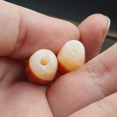 2 Red Agate Beads Vintage Himalayan Tibetan Agate Rare Patterns Beads