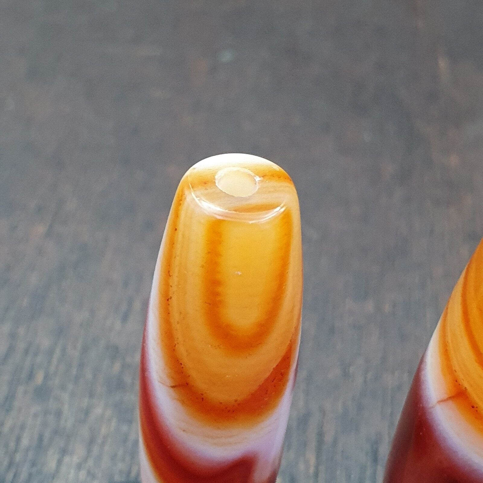 2 Red Agate Beads Vintage Himalayan Tibetan Agate Rare Patterns Beads