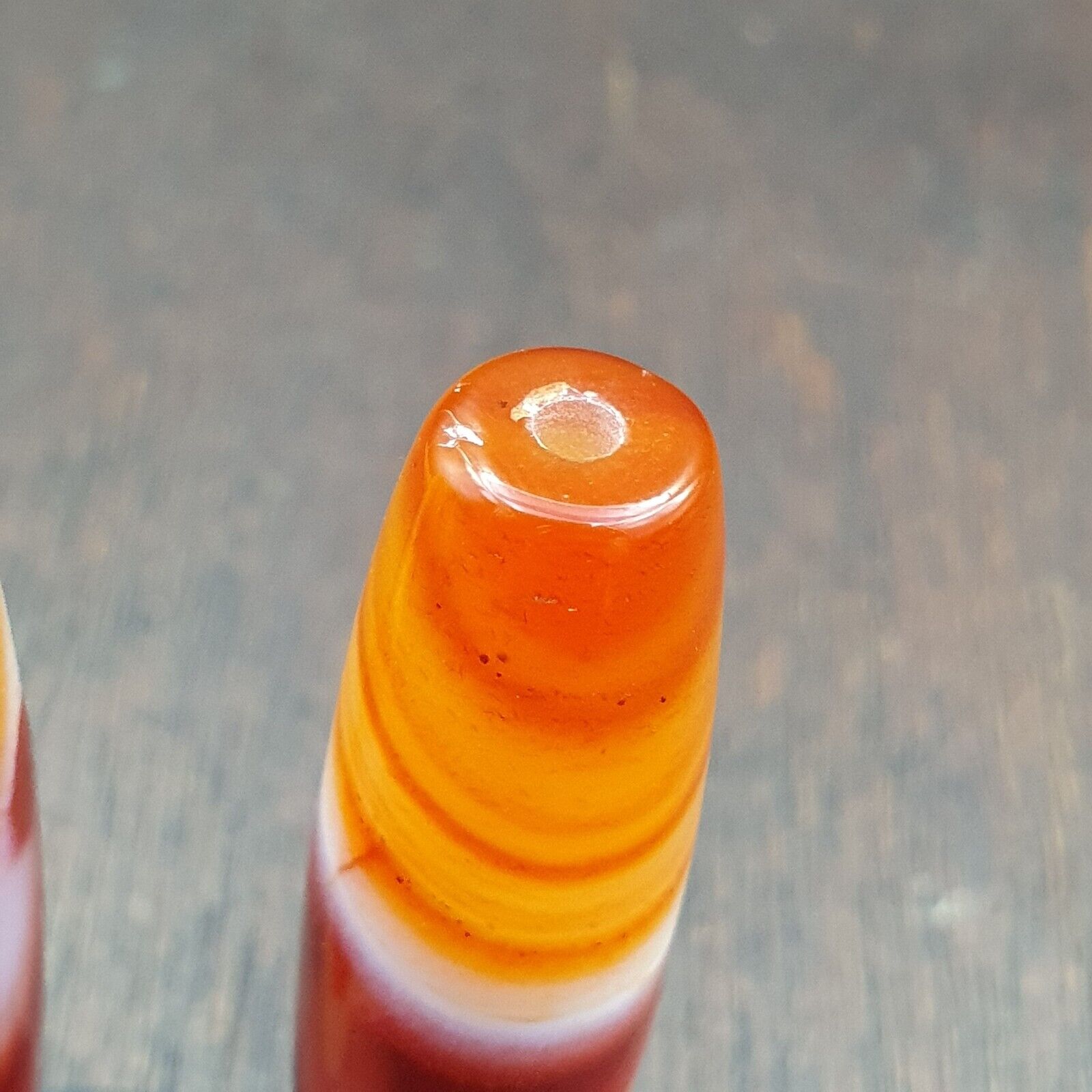 2 Red Agate Beads Vintage Himalayan Tibetan Agate Rare Patterns Beads