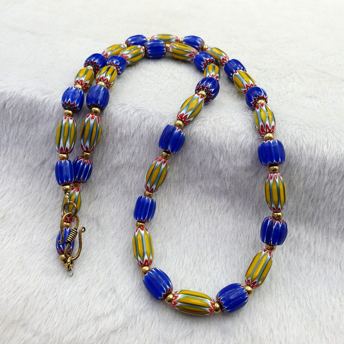 Vintage Chevron Venetian Style Multilayers Glass Beads Necklace NC-802