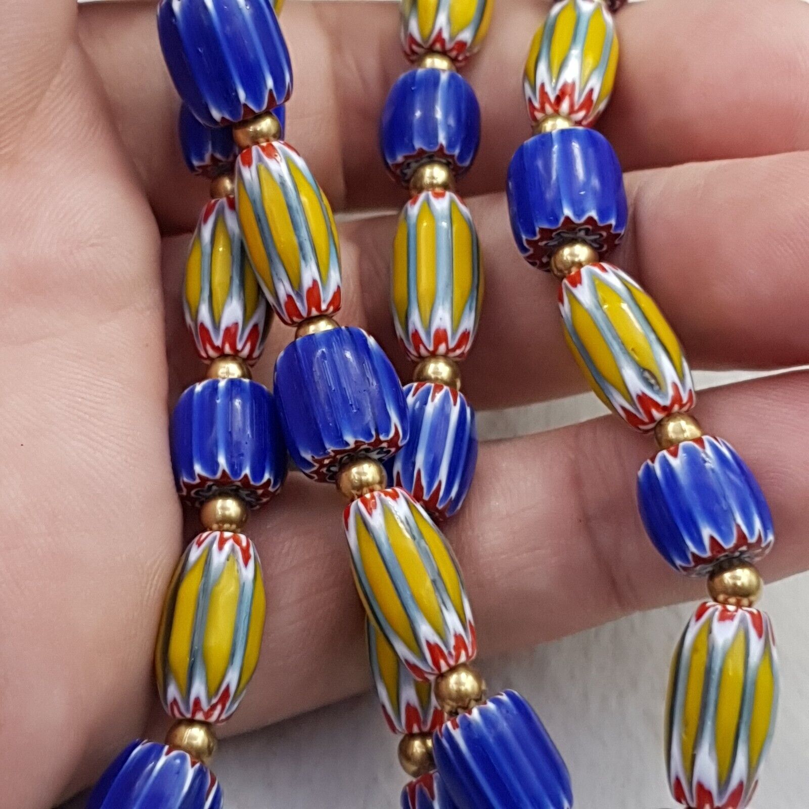 Vintage Chevron Venetian Style Multilayers Glass Beads Necklace NC-802