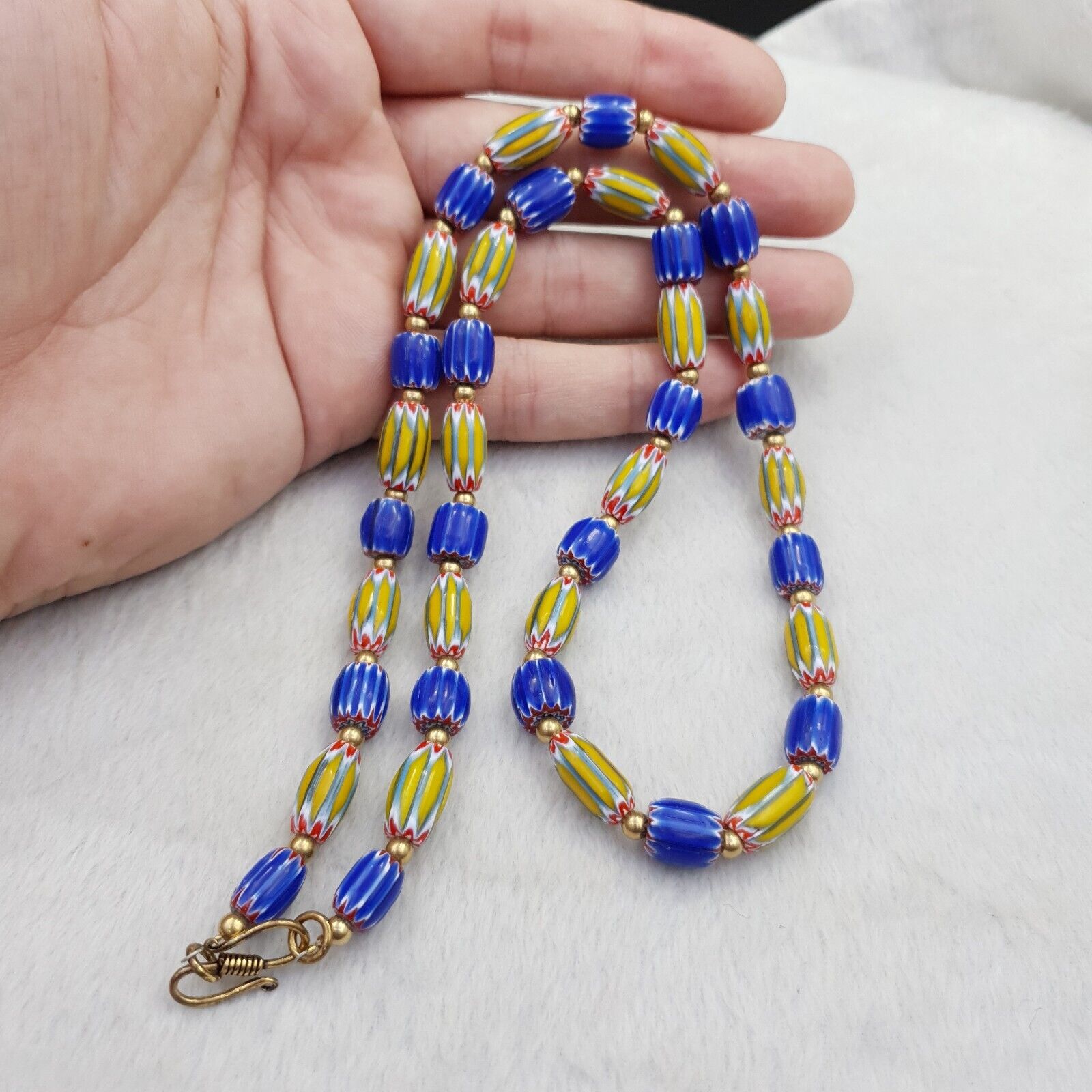 Vintage Chevron Venetian Style Multilayers Glass Beads Necklace NC-802