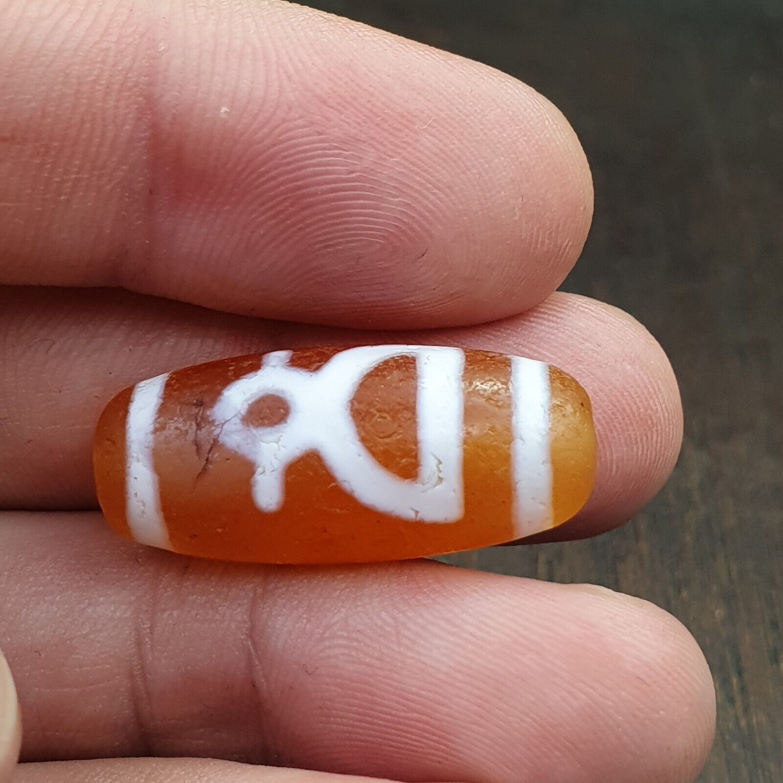 Antique HIMALAYAN Indo Tibetan Central Asian Etched Agate bead AGT-7