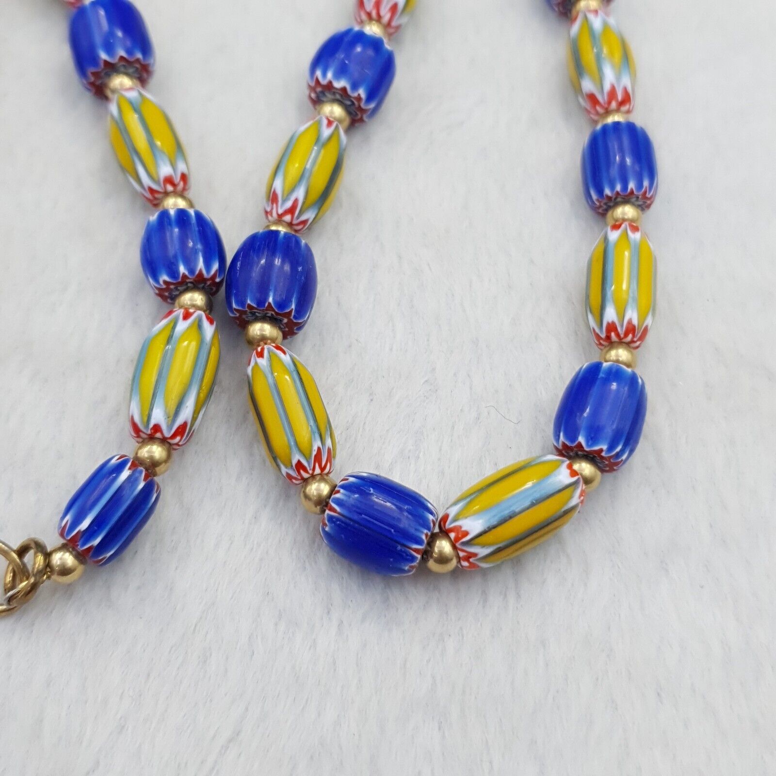 Vintage Chevron Venetian Style Multilayers Glass Beads Necklace NC-802