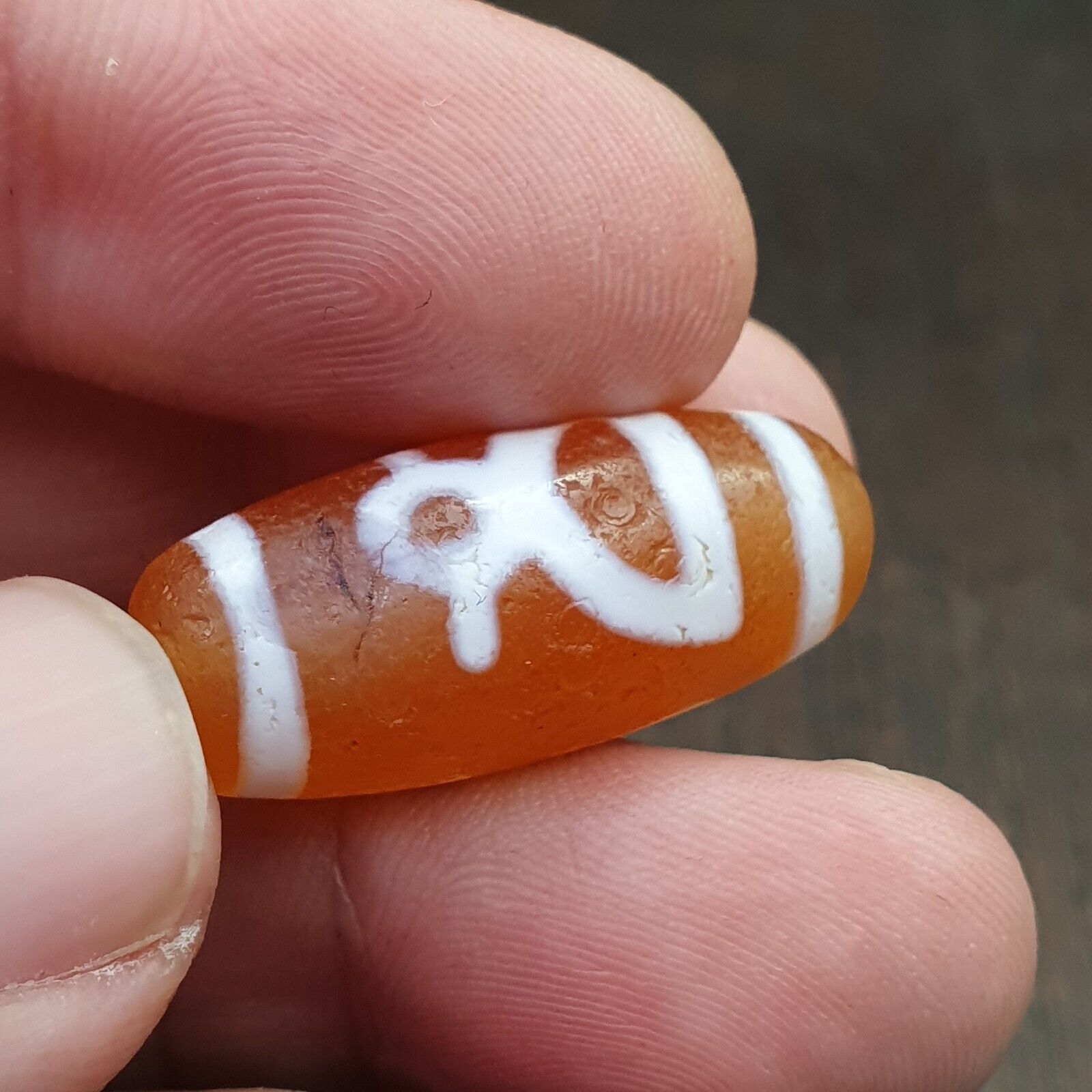 Antique HIMALAYAN Indo Tibetan Central Asian Etched Agate bead AGT-7