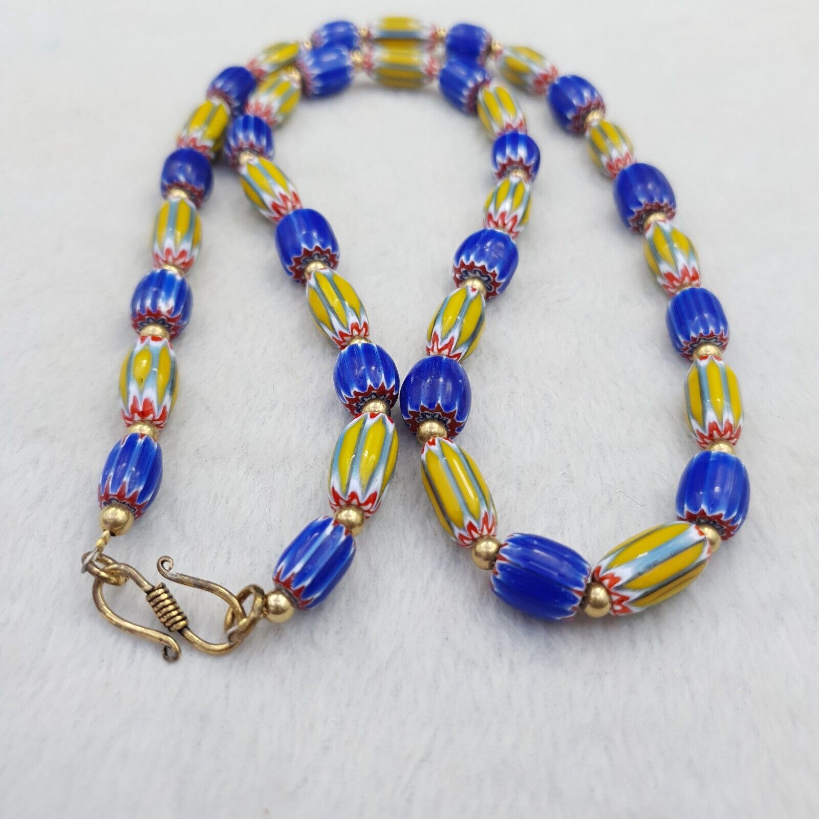 Vintage Chevron Venetian Style Multilayers Glass Beads Necklace NC-802