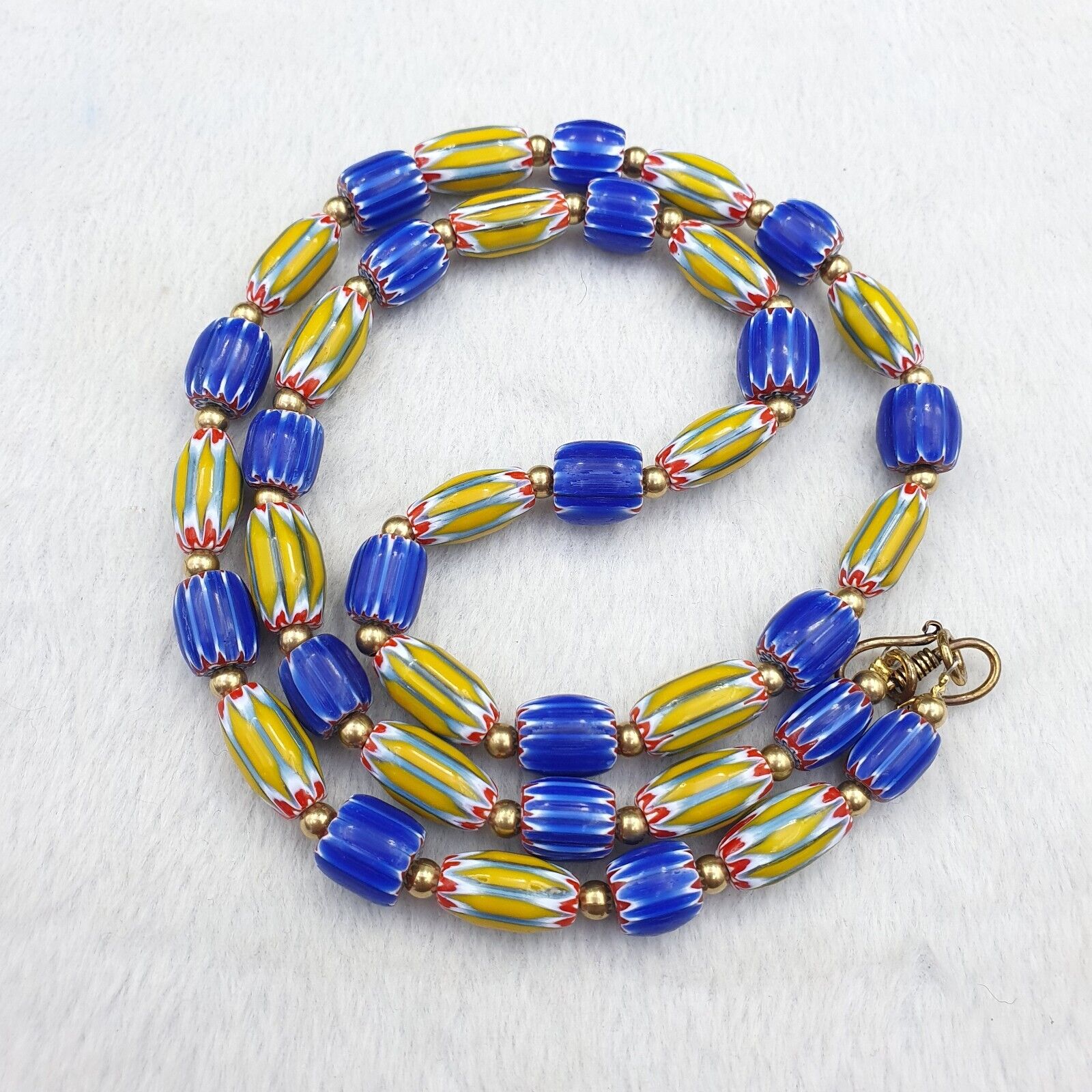 Vintage Chevron Venetian Style Multilayers Glass Beads Necklace NC-802