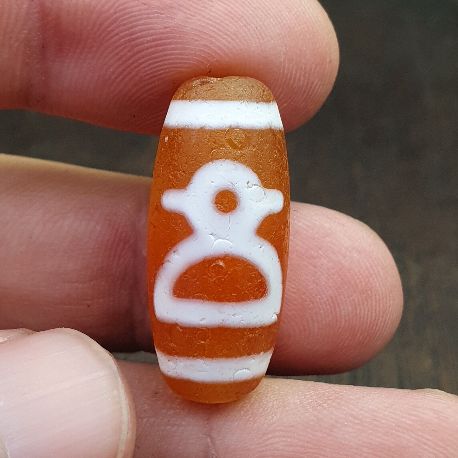 Antique HIMALAYAN Indo Tibetan Central Asian Etched Agate bead AGT-7