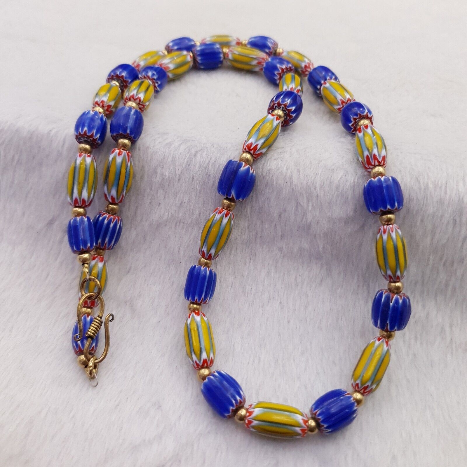 Vintage Chevron Venetian Style Multilayers Glass Beads Necklace NC-802
