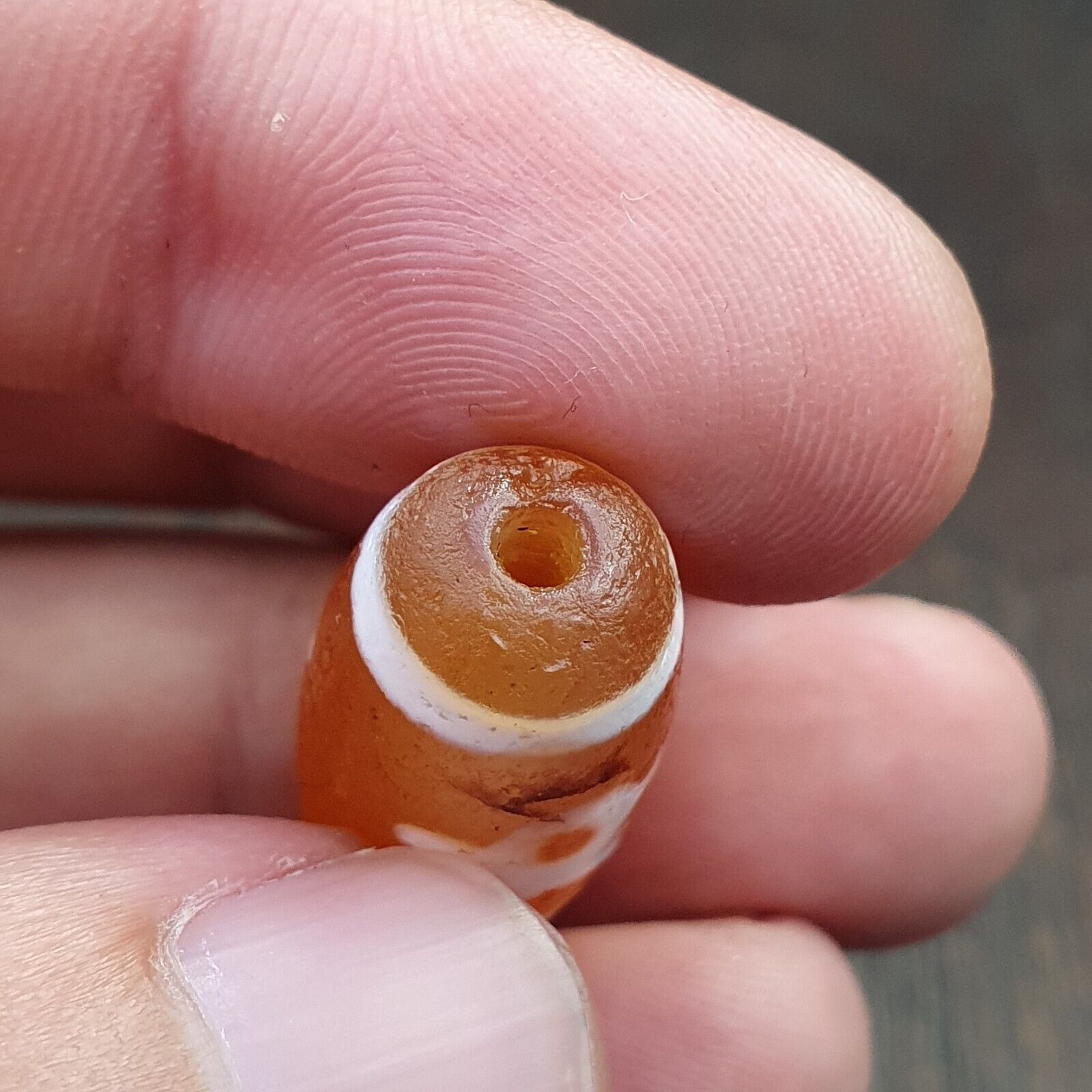 Antique HIMALAYAN Indo Tibetan Central Asian Etched Agate bead AGT-7